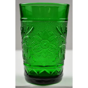 Anchor Hocking - Sandwich Forest Green Pattern - 5 Oz. Flat Juice - 3.625 Tall