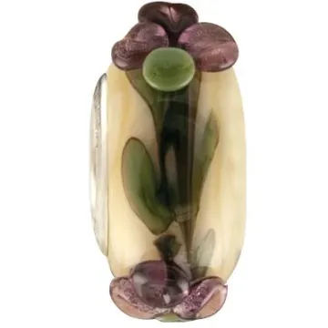 Fenton Art Glass Artisan Crafted Bead - Cactus Flower - Sterling Silver Lined