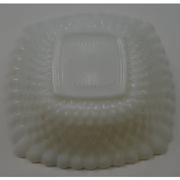 Vintage Diamond Quilted Milk Glass Square Bowl - 6.5 Wide