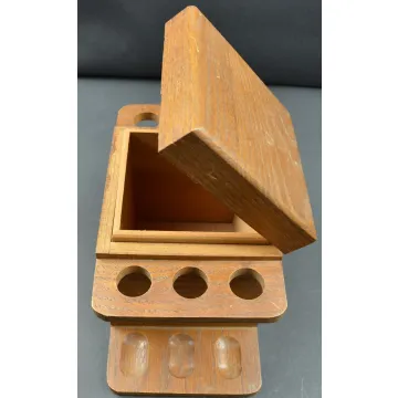 Vintage Aztec Finger Jointed Walnut Pipe Holder - 5.5 Tall