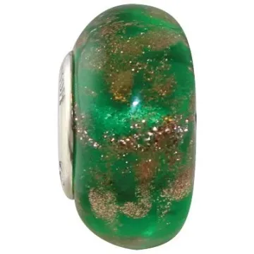 Fenton Art Glass Artisan Crafted Glass Bead Emerald City - Sterling Silver Lined