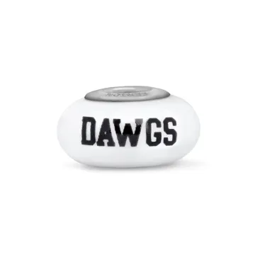 Fenton Milk Glass Collegiate Bead - Georgia Dawgs - Sterling Silver Lined