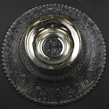 Clear Glass Fleur De Lis Pattern Candy / Nut Dish - 5.75 Wide