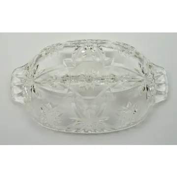 Anchor Hocking Glass - Prescut Clear Pattern - Two Part Relish Dish