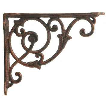Decorative Cast Iron Wall Shelf Bracket - Ornate Vine - Bronze - 8.5" Deep