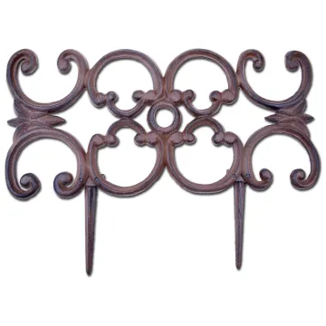 Decorative Edging - Ornate Design - Brown Cast Iron - 16.5" Wide - Pair Of 2