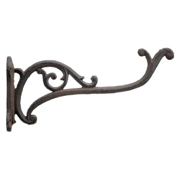 Decorative Plant Hanger - Curly Vine - Brown Cast Iron - 10" Deep