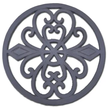 Decorative Round Cast Iron Trivet - Ornate Heart Design - 8" Wide