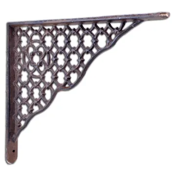Decorative Shelf Bracket - Ornate Lattice - Rust Brown Cast Iron - 11.625"