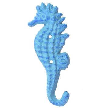 Decorative Wall Hook - Seahorse - Blue - 5.25" Tall