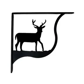 Wall Shelf Bracket Pair Of 2 - Deer Pattern - Wrought Iron - 5.25 Long