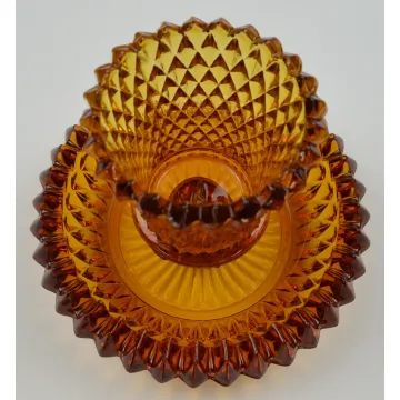 Indiana Glass Diamond Point Amber Candle Votive