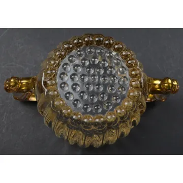 Jeannette Glass Open Sugar - National Pattern With Gold Accents