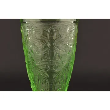 Tiara Crystal - Sandwich Light Green Pattern - Ice Tea Glass - 6.25 Tall