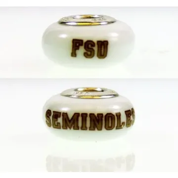 Fenton Milk Glass Collegiate Bead - Florida State - Sterling Silver Lined