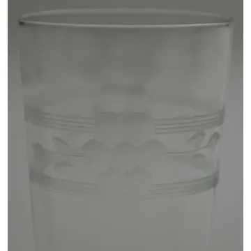 Clear Juice Glass - Etched Band & Floral Pattern - 3.625 Tall