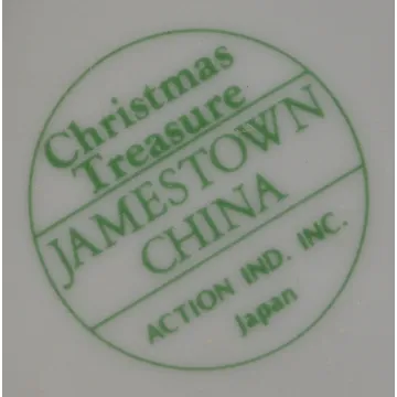Jamestown China Christmas Treasure Pattern - Handled Basket - 4.5 Tall