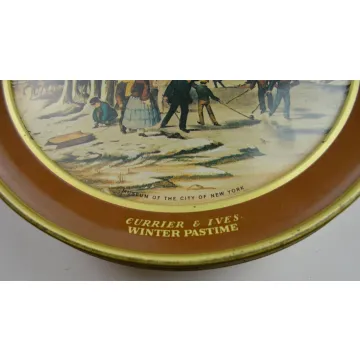 Currier & Ives Winter Pastime Decorative Tin - 9.875 Wide