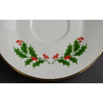 Fine China Of Japan Christmas Holly Pattern - Saucer - 6 Round