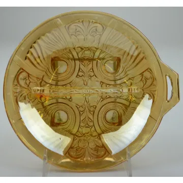 Indiana Glass 2 Part Relish Dish - Killarney Marigold Pattern - 7.5 Round