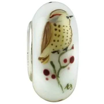 Fenton Art Glass Artisan Crafted Bead - Yellowhammer - Sterling Silver Lined