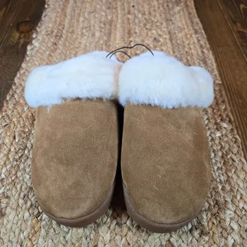 Dearfoams Women's Shearling Scuff Slippers Chestnut 11