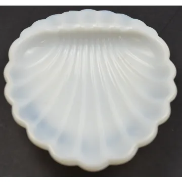Vintage Milk Glass Shell Shaped Soap Dish - 5.375 Long