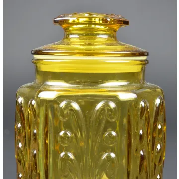 Imperial Glass - Harvest Gold Pattern - Lidded Canister - 9.5 Tall